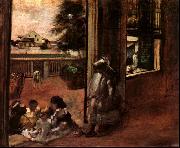 Edgar Degas Children Sat Down in the House Door oil painting on canvas